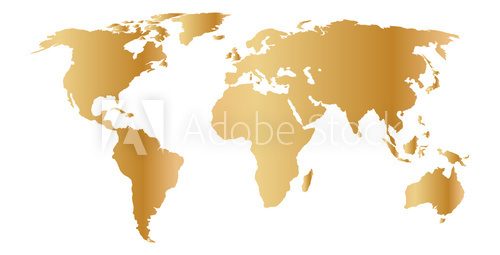 Fototapeta gold world map