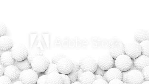Fototapeta Golf balls pile with copy-space isolated on white background
