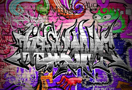 Fototapeta Graffiti vector art. Urban wall with spray paint