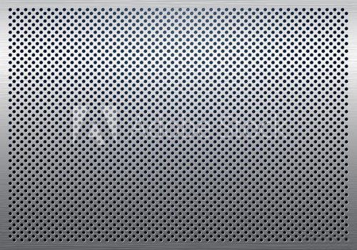 Fototapeta Gray metal background, perforated metal texture