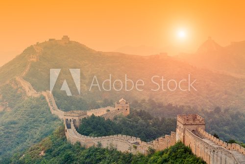 Fototapeta Great wall under sunshine during sunsetï¼in Beijing, China