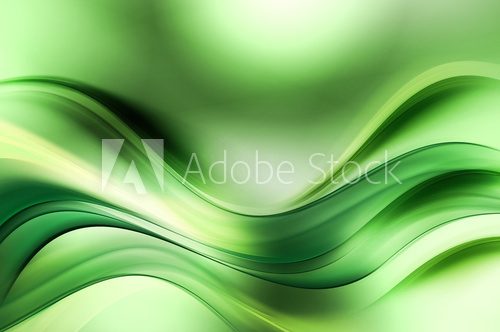 Fototapeta  Green Fractal Waves Art Abstract Background