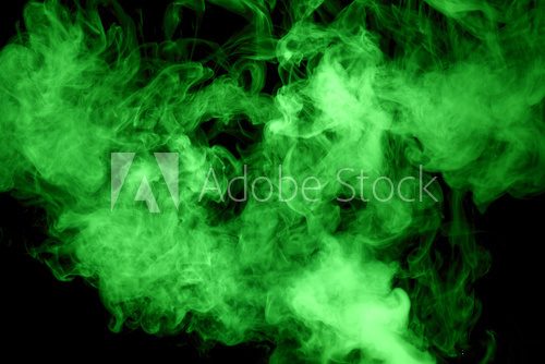 Fototapeta green steam on the black background