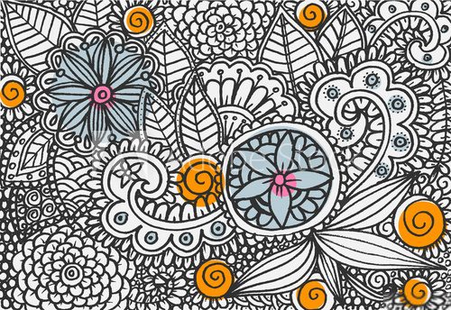 Fototapeta Hand drawn floral pattern