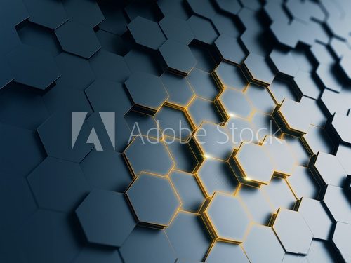 Fototapeta hexagonal abstract background - 3d render