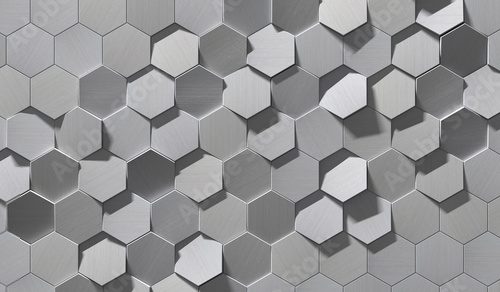 Fototapeta Hexagonal Metal Background (Detail 3D Illustration)