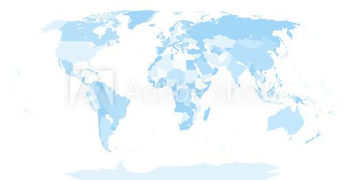 Fototapeta Highly Detailed Blind World Map and Soft Blue Colors