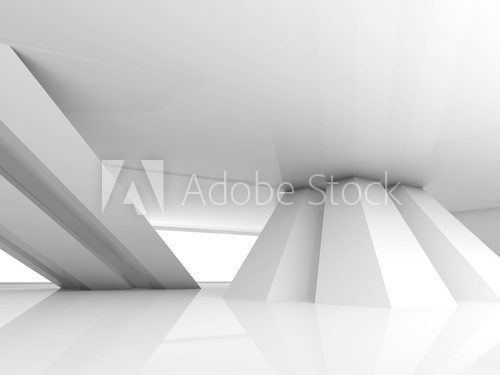 Fototapeta Iinterior with inclined columns and window, 3d