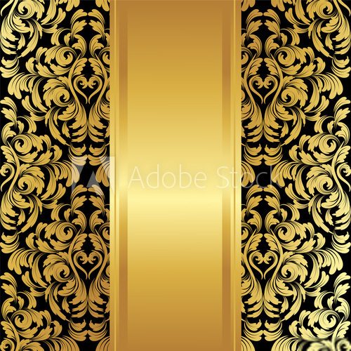 Fototapeta Invitation card with gold elements and with a place for an