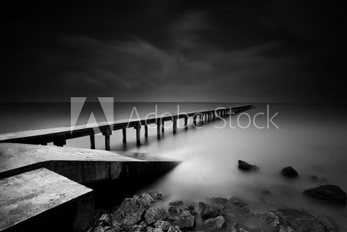 Fototapeta Jetty or Pier in black and white