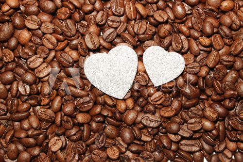 Fototapeta Kaffeebohnen mit zwei Herzen