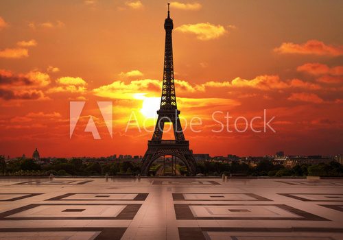 Fototapeta la tour Eiffel dal Trocadero all'alba