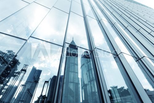 Fototapeta landmarks reflection on glass walls of skyscrapers