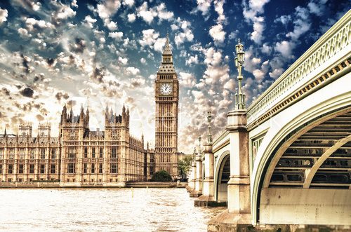 Fototapeta Landscape of Big Ben and Palace of Westminster with Bridge and T