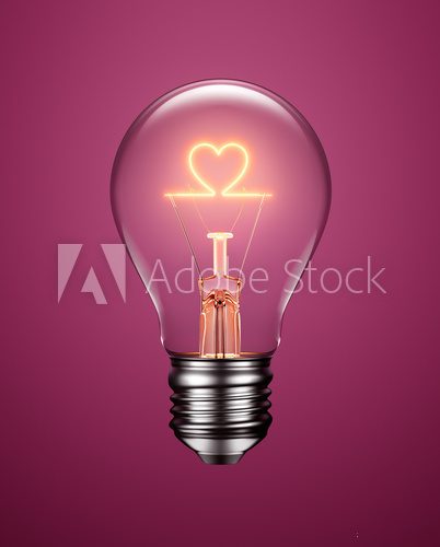Fototapeta Light Bulb with Filament Forming a Heart Icon