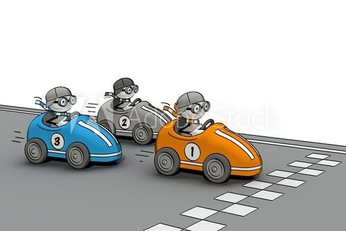 Fototapeta little sketchy men - car race