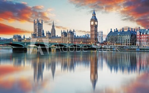 Fototapeta London - Big ben and houses of parliament, UK