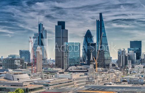 Fototapeta London City. Modern skyline of business district