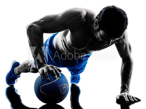 Fototapeta man exercising fitness weights exercise silhouette