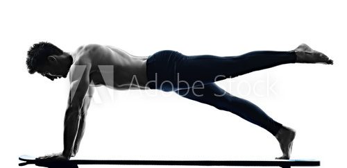 Fototapeta man pilates exercises fitness isolated