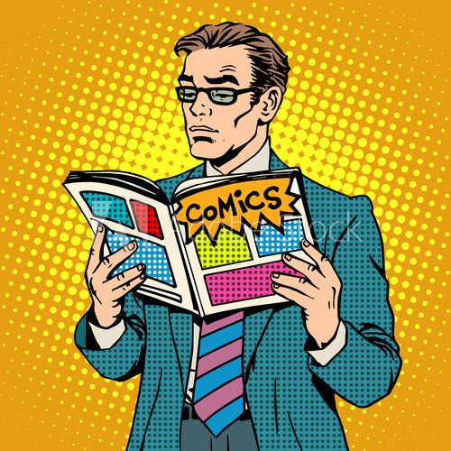 Fototapeta man reads comic book