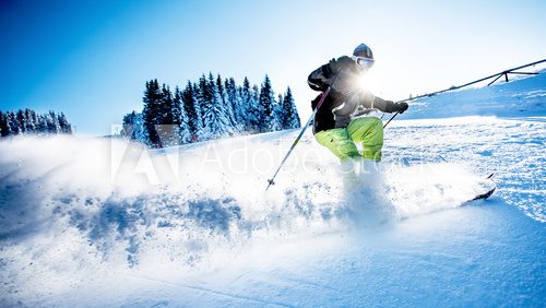 Fototapeta Man skiing downhill