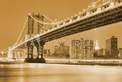 Fototapeta Manhattan bridge night view