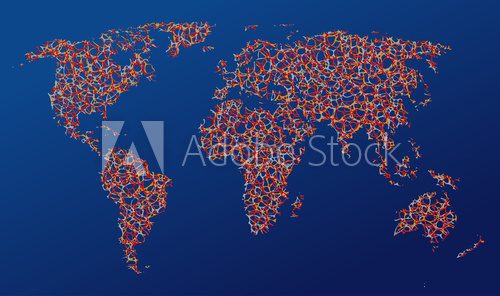 Fototapeta Map of the earth, communication, net, roads or abstraction