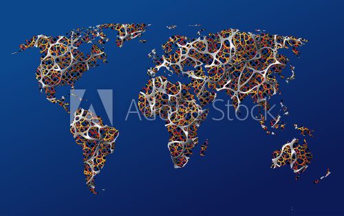 Fototapeta Map of the earth, communication, net, roads or abstraction