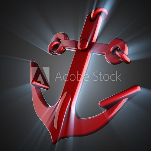 Fototapeta metallic anchor on gray background