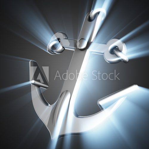 Fototapeta metallic anchor on gray background