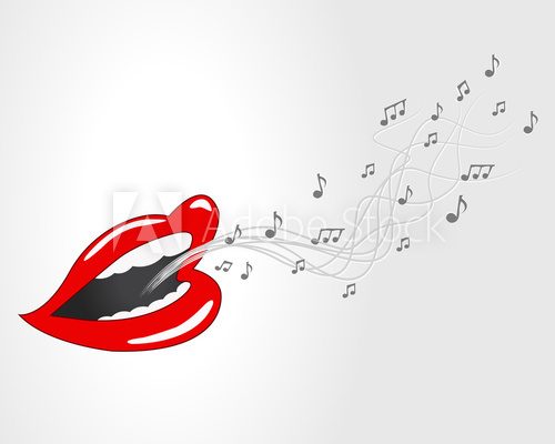 Fototapeta Mouth, lips - vector, music, sing, notes