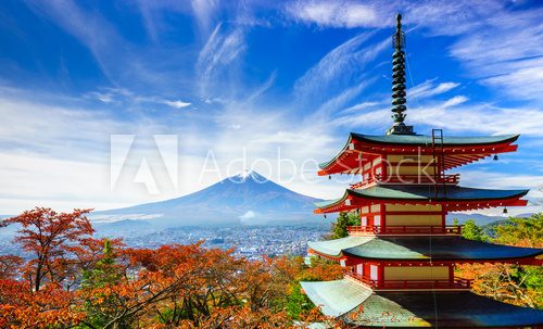 Fototapeta Mt. Fuji with Chureito Pagoda, Fujiyoshida, Japan