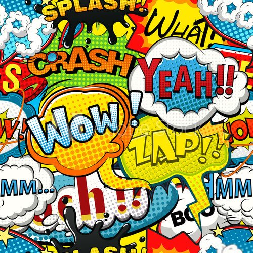 Fototapeta Multicolored comics speech bubbles seamless pattern