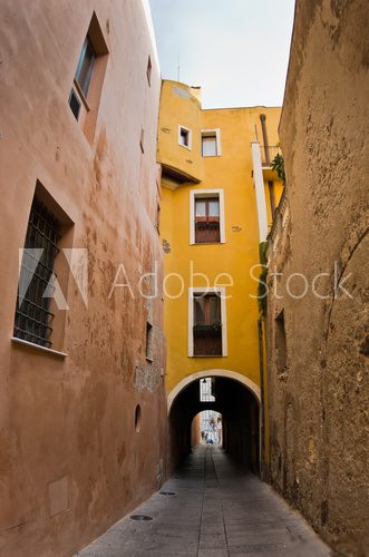 Fototapeta Narrow streets of Cagliari downtown, Sardinia, Italy