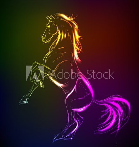 Fototapeta Neon background Horse. Vector illustration.