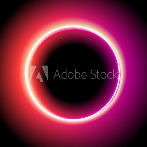 Fototapeta Neon circle. Neon red light. electric frame. Vintage frame. Retro neon lamp. Space for text. Glowing neon background. Abstract electric background. Neon sign circle. Glowing electric circle.