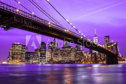 Fototapeta New York City Manhattan Brooklyn Bridge night skyline