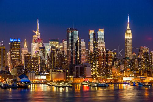Fototapeta New York City Manhattan midtown buildings skyline night