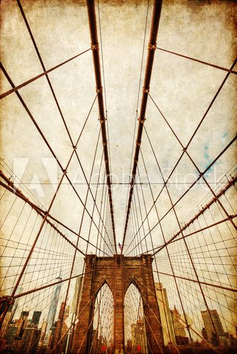 Fototapeta nostalgisch texturiertes Bild der Brooklyn Bridge mit Blick auf Manhattan