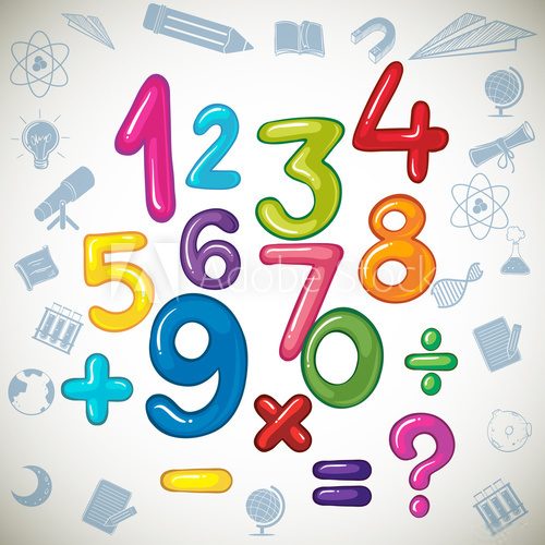 Fototapeta Numbers and math signs