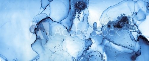 Fototapeta Oil Water Texture. Fluid Flow Illustration. Blue Indigo Alcohol Effect. Oil Water Texture. Contemporary Creative Wall. Ocean Paint. Ink Design. Art Liquid Painting. Abstract Oil Water Texture.