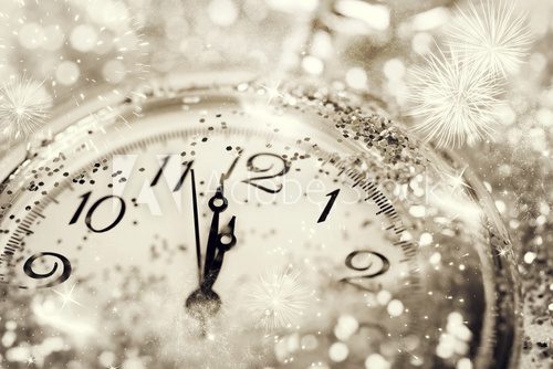 Fototapeta Old watch pointing midnight - New Year concept