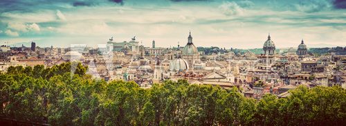 Fototapeta Panorama of the ancient city of Rome, Italy. Vintage