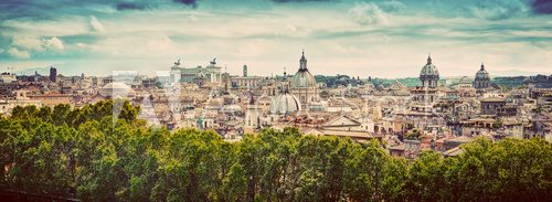 Fototapeta Panorama of the ancient city of Rome, Italy. Vintage