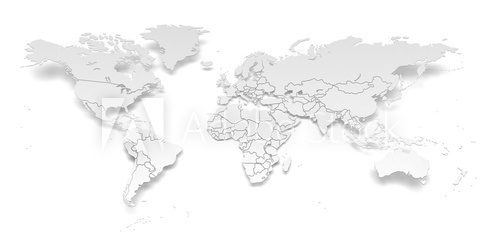 Fototapeta Paper world map with national borders