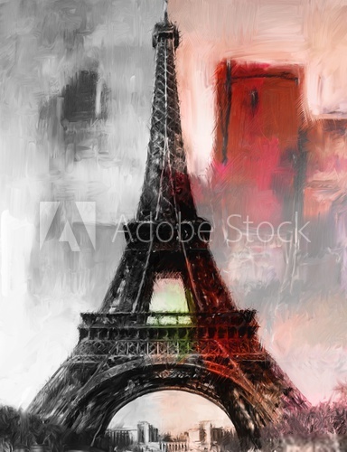Fototapeta Paris GemÃ¤lde Eiffelturm Eifelturm Bild Kunst ÃlgemÃ¤lde