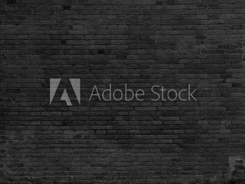 Fototapeta Part of black painted brick wall. Horizontal