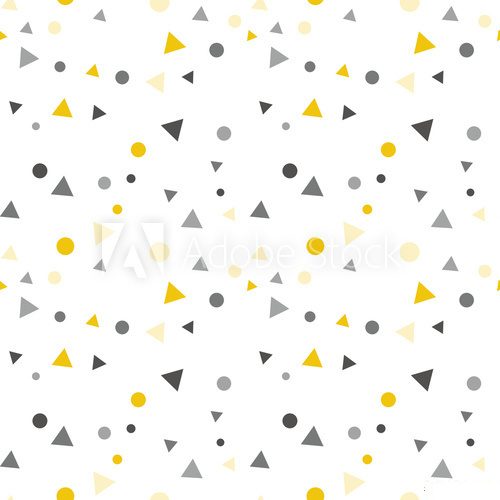 Fototapeta Party celebration confetti triangles and dots vector seamless pattern.