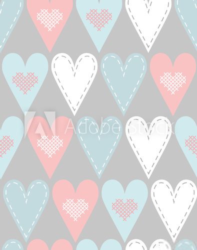 Fototapeta Pattern with pastel hearts